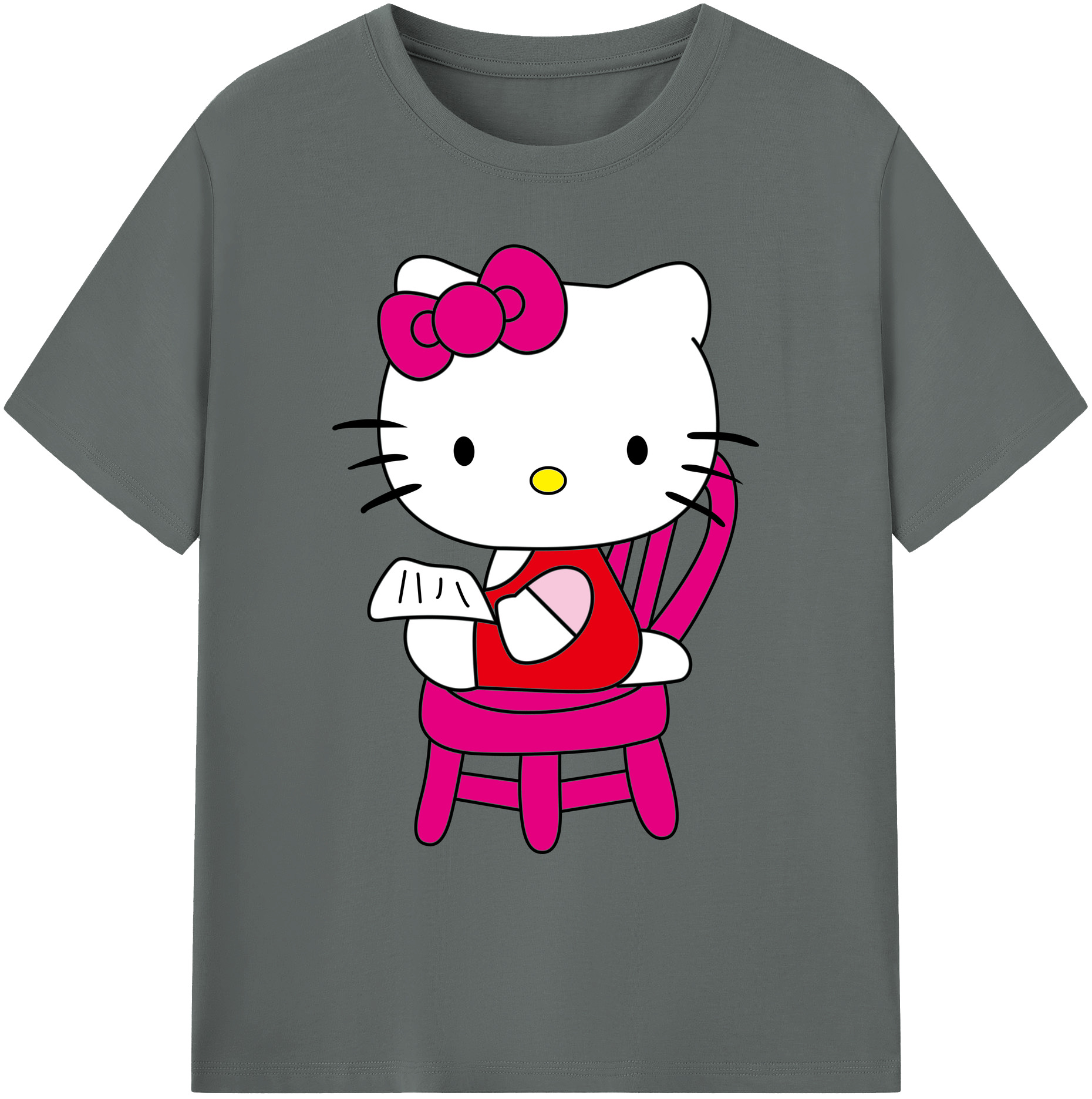 （画像用） Hello Kitty ハローキティ 綿100％ メンズ半袖Tシャツ｜肌触りやわらか＆通気性